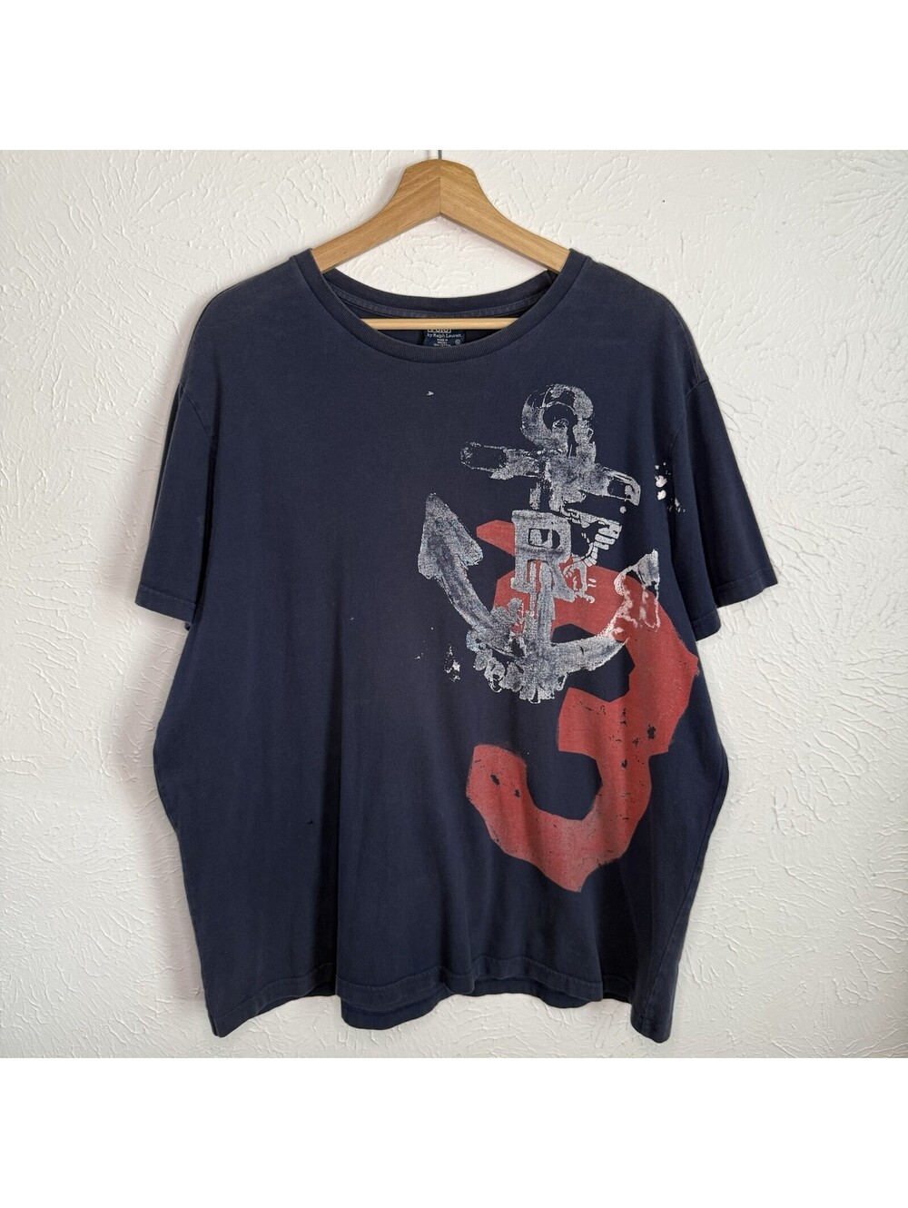 Vintage Polo Ralph Lauren Sailor Anchor T-Shirt Size XL Navy Blue Short Sleeve